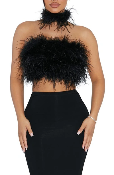 Shop Naked Wardrobe Ruffle My Feathers Tube Top In Black