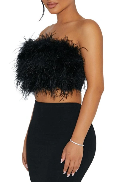 Shop Naked Wardrobe Ruffle My Feathers Tube Top In Black