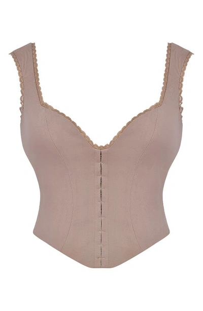 House Of Cb Womens Mushroom Robyn Sweetheart-neck Stretch-woven Top In Mushroom