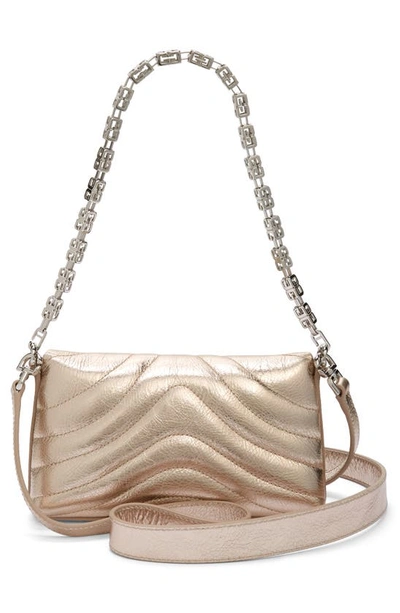 Shop Givenchy Micro 4g Soft Quilted Metallic Leather Crossbody Bag In Dusty Gold