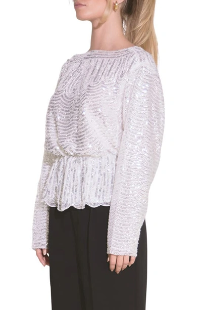 Endless Rose Sequin Peplum Top In Silver