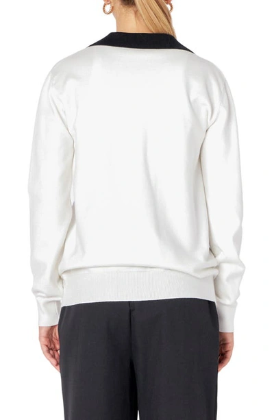 Endless Rose Jewel Button Blazer Cardigan In Ivory/black