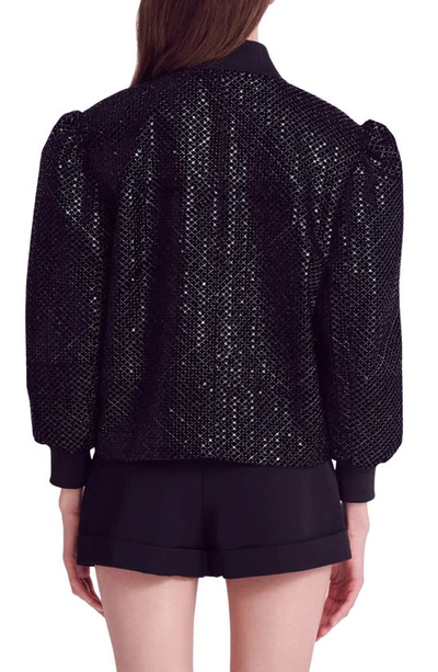Endless Rose Velvet Sequin Bomber Jacket In Black In Black
