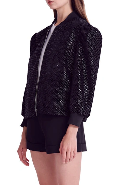 Shop Endless Rose Sequin Velvet Bomber Jacket In Black