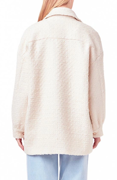 English Factory Tweed Button-up Shirt Jacket In Ivory