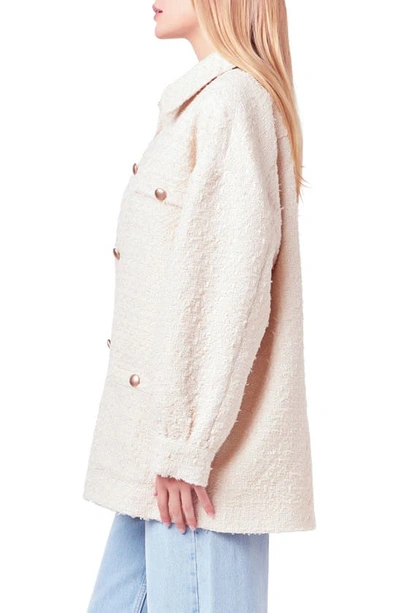 English Factory Tweed Button-up Shirt Jacket In Ivory