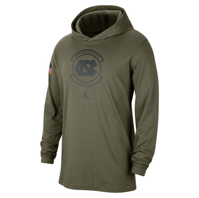 Shop Jordan Brand Olive North Carolina Tar Heels Military Pack Long Sleeve Hoodie T-shirt