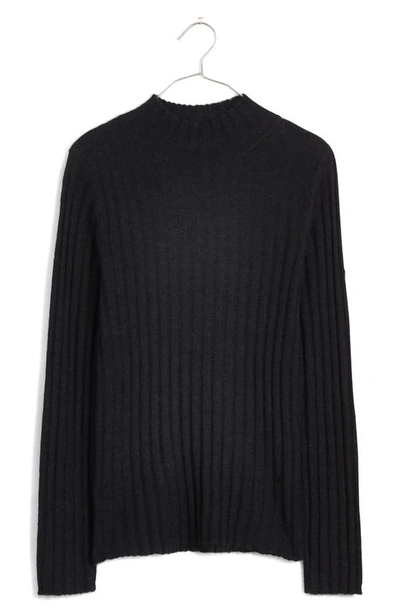 Shop Madewell Alpaca Blend Mock Neck Sweater In True Black