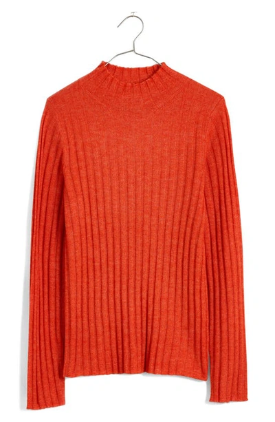 Shop Madewell Alpaca Blend Mock Neck Sweater In Wild Poppy