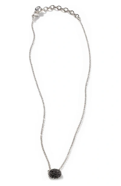 Shop John Hardy Chain Classic Pavé Pendant Necklace In Black