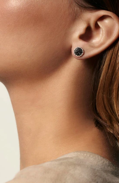 John Hardy Carved Chain Stud Earrings, Silver, Pavé In Black