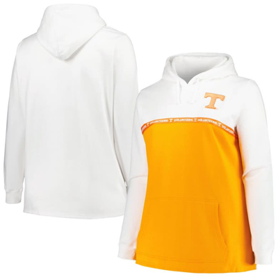 Shop Profile White/tennessee Orange Tennessee Volunteers Plus Size Taping Pullover Hoodie