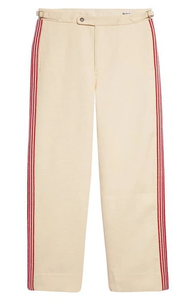 Shop Bode Stria Beaded Cotton Pants In Red Cream