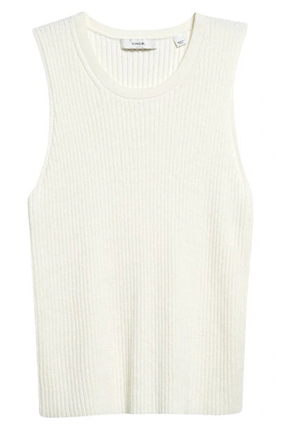 Shop Vince Rib Scoop Neck Cotton Tank In Off White