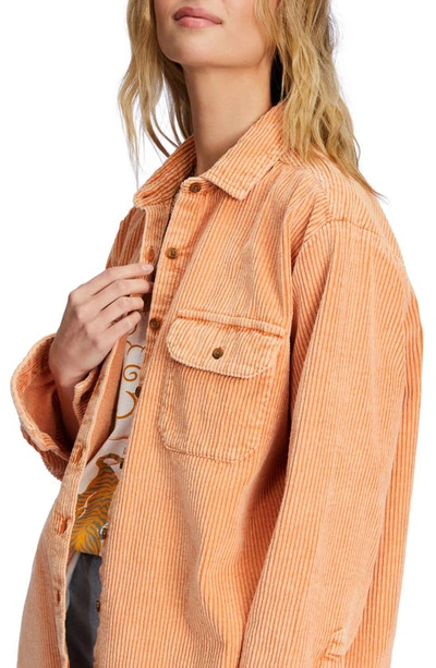 Billabong Always Golden Oversize Cotton Corduroy Shirt Jacket In Desert Clay
