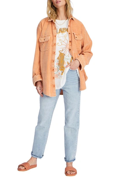 Billabong Always Golden Oversize Cotton Corduroy Shirt Jacket In Desert Clay