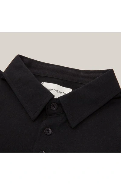 Shop Honor The Gift Kids' Long Sleeve Cotton Piqué Polo In Black
