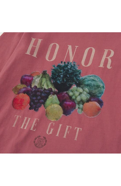 Shop Honor The Gift Kids' Fruits Long Sleeve Cotton Graphic T-shirt In Mauve