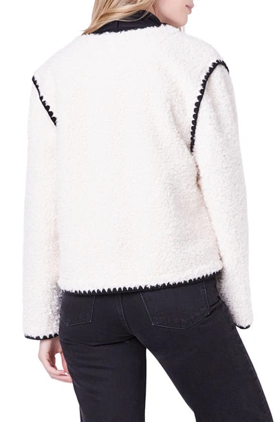 English Factory Premium Contrast Trim Faux Shearling Jacket In Ivory/ Black