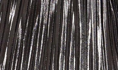Shop Dress The Population Calista Metallic Jacquard Stripe Long Sleeve Gown In Gunmetal