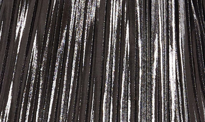 Dress The Population Calista Metallic Jacquard Stripe Long Sleeve Gown In Gunmetal
