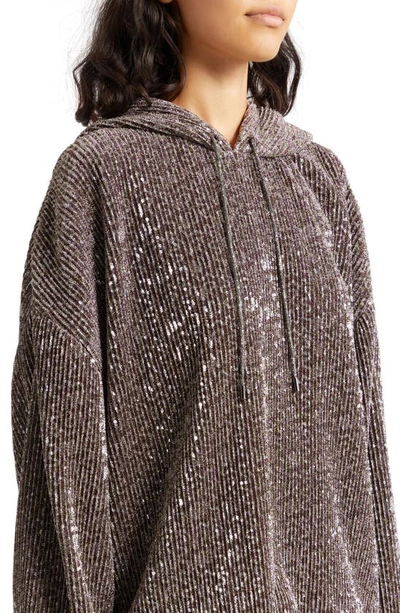 Shop Stine Goya Jesper Metallic Hoodie In Holographic Sequin