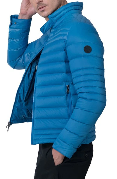 Shop The Recycled Planet Company Emory Water Resistant Down Recycled Nylon Puffer Jacket In Mykonos Blue