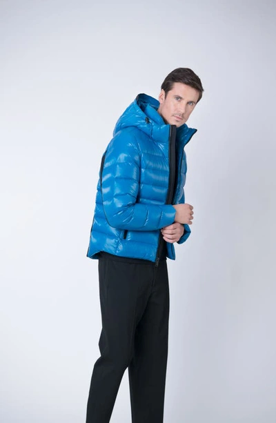 Shop The Recycled Planet Company Scutar Windproof & Water Repellent Recycled Down Puffer Jacket In Mykonos Blue