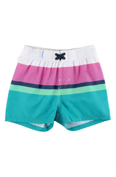 Shop Ruggedbutts Kids' Stripe Swim Trunks In White