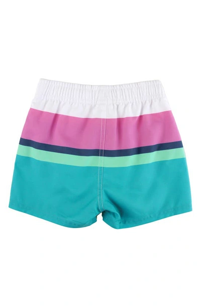 Shop Ruggedbutts Kids' Stripe Swim Trunks In White