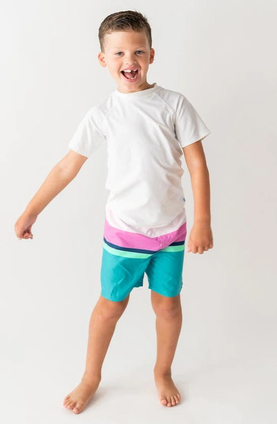 Shop Ruggedbutts Kids' Stripe Swim Trunks In White
