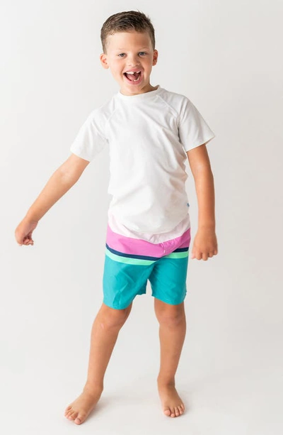 Ruggedbutts Kids' Stripe Swim Trunks In White