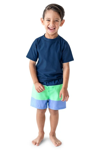 Ruggedbutts Kids' Short Sleeve Rashguard In Navy