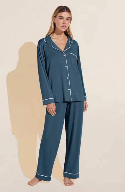 Shop Eberjey Gisele Jersey Knit Pajamas In Shaded Blue
