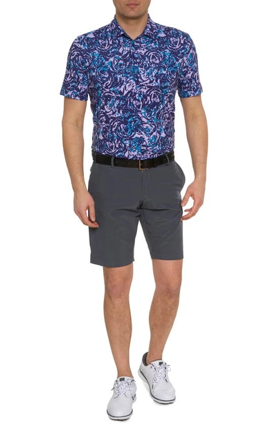 Shop Robert Graham Abstract Rose Floral Performance Golf Polo In Purple