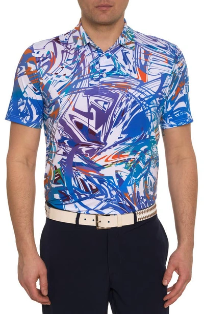 Shop Robert Graham Messina Abstract Print Performance Golf Polo In White