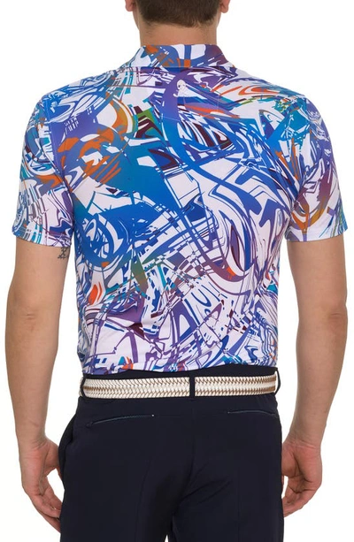 Shop Robert Graham Messina Abstract Print Performance Golf Polo In White