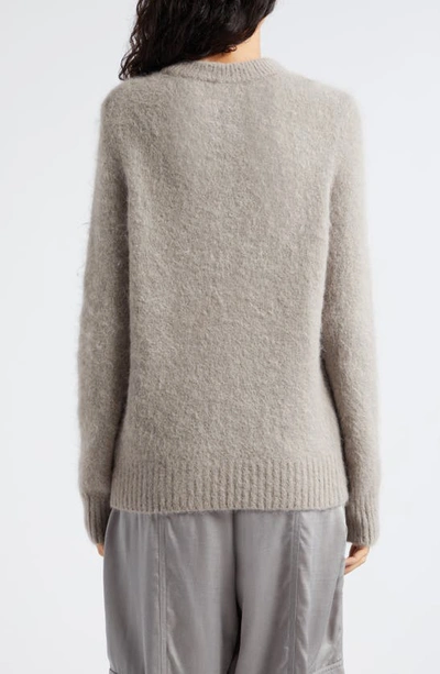Shop Ganni Brushed Alpaca & Wool Blend Crewneck Sweater In Fallen Rock