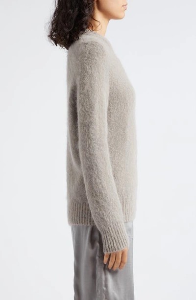 Shop Ganni Brushed Alpaca & Wool Blend Crewneck Sweater In Fallen Rock