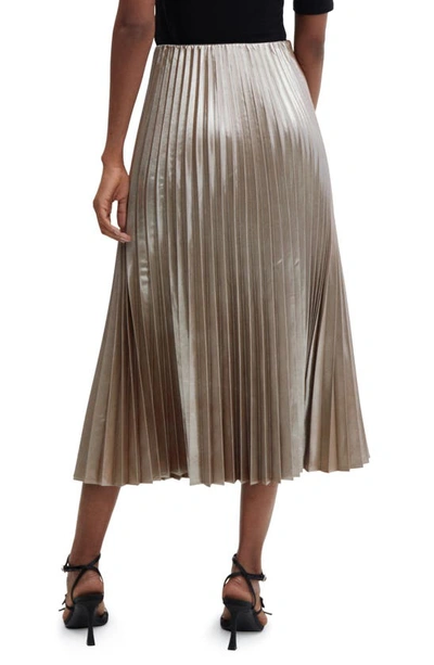Shop Mango Disco Metallic Pleated Midi Skirt In Silver