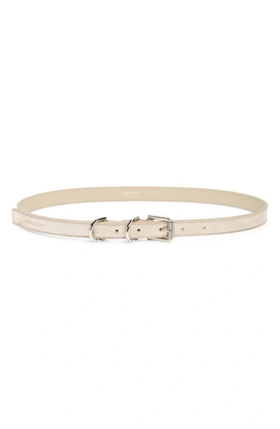 Shop Givenchy Voyou Leather Belt In Dusty Gold