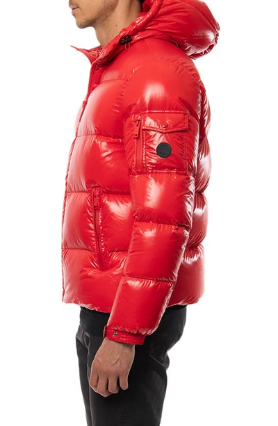 Shop The Recycled Planet Company Reclaimed Down Hooded Jacket In Racing Red