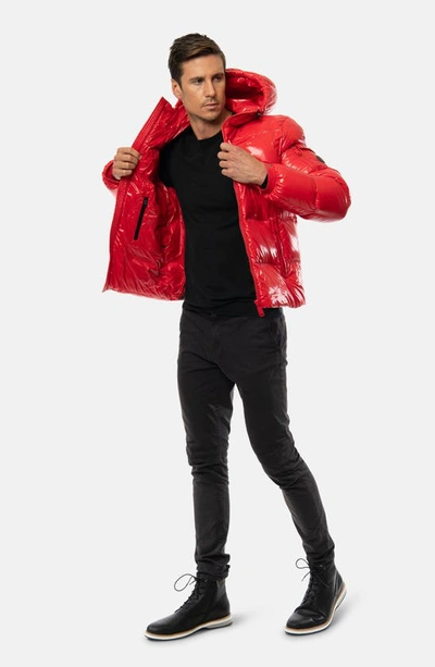 Shop The Recycled Planet Company Reclaimed Down Hooded Jacket In Racing Red