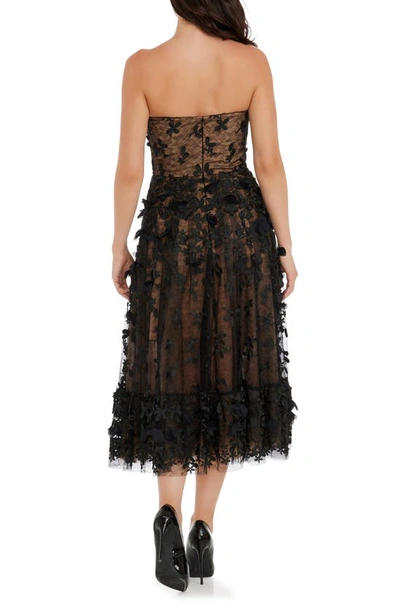 Dress The Population Kailyn Womens Strapless Fit & Flare Cocktail And Party Dress In Black-beige
