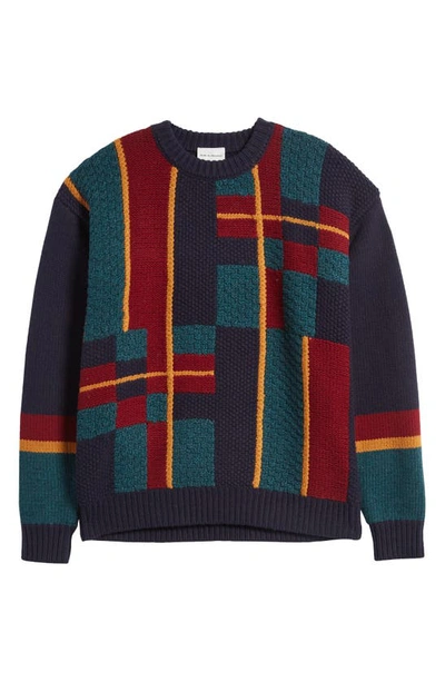 Shop Drôle De Monsieur La Maille Tartan Wool Blend Sweater In Navy
