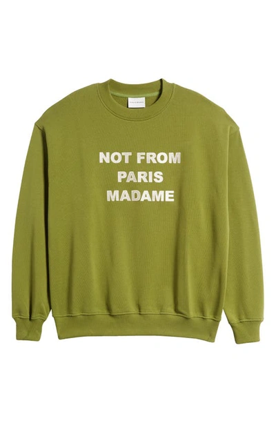 Shop Drôle De Monsieur Le Slogan Cotton French Terry Graphic Sweatshirt In Kaki