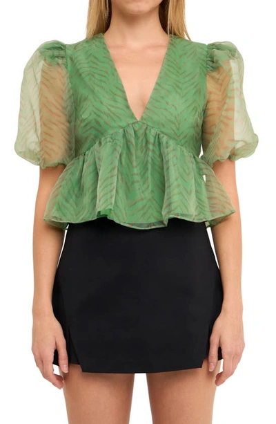ENDLESS ROSE ENDLESS ROSE ZEBRA PRINT PUFF SLEEVE CROP TOP 
