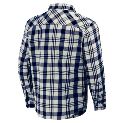 Shop Darius Rucker Collection By Fanatics Navy Cleveland Guardians Plaid Flannel Button-up Shirt