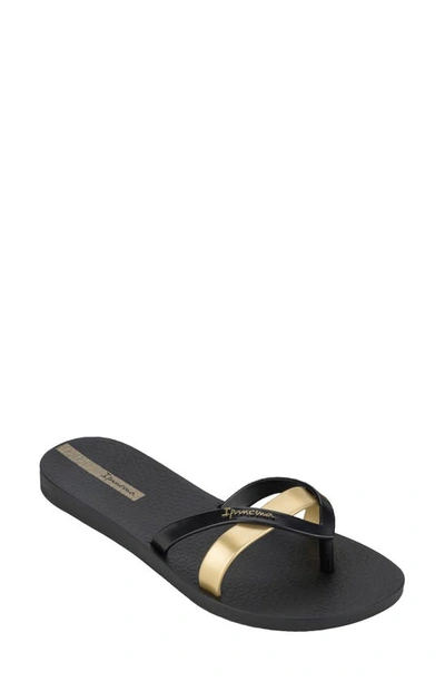 Shop Ipanema 'kirei Silk' Flip Flop In Black/gold