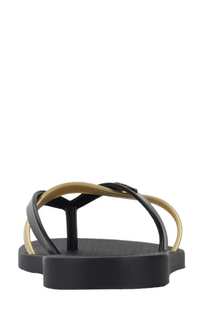 Ipanema 'kirei Silk' Flip Flop In Black/gold
